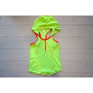 90 Degree by Reflex Girls Bright Neon Green Hooded Tank Top, Size S (7-8)
